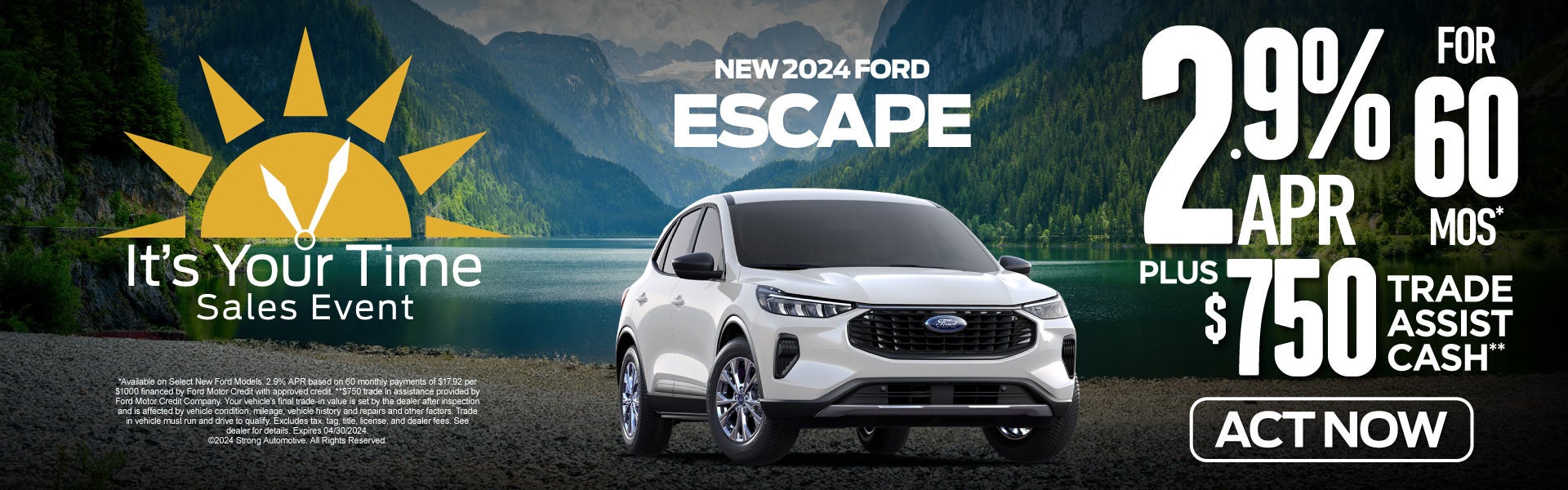 2024 Ford escape 2.9% apr for 60 mos. - act now